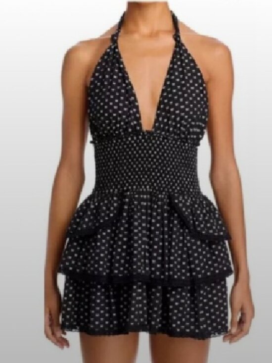 LoveShackFancy Dresses & Skirts - Love Shack Fancy Womens Size Medium Deanna Halter Mini Dress Layered Skirt NEW